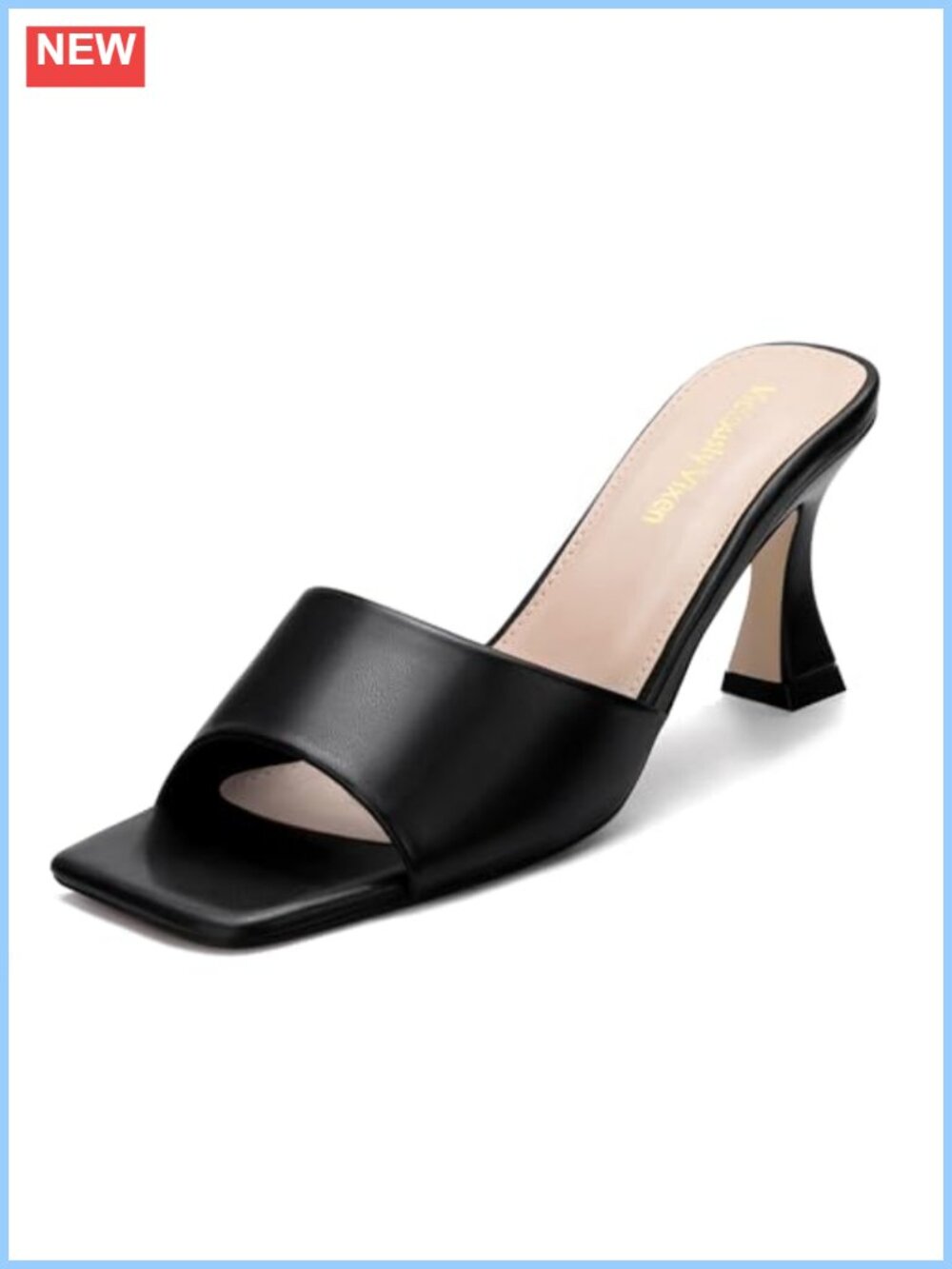 Faux Leather Mesh Kitten Heel Sandals Square Toe Slip On Dress Heels